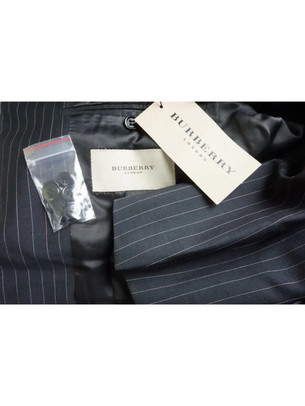 Burberry London Blue Striped Silk Blend 2 Pc Suit Jacket Pants 46R EU BRAND NEW